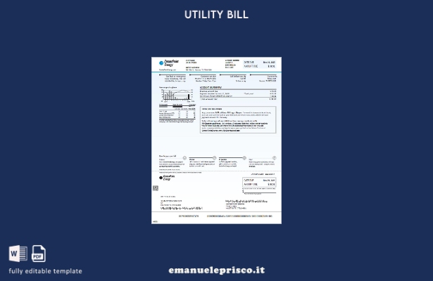 stile verificato Modello di bolletta delle utenze USA Center Point Energy